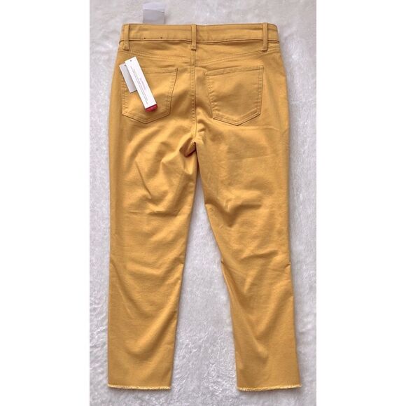 NWT Talbots Flawless Five Pocket Frayed Hem Slim Ankle Jeans in Yellow, Size 4P - Picture 12 of 16